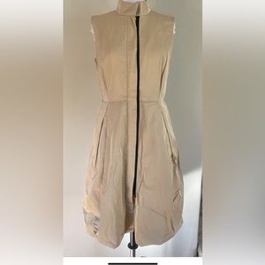 LIDA BADAY Zip Front Dress Beige Size 10 Poly/Silk Blend